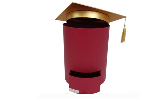 Burgundy-Graduation box with drawer.